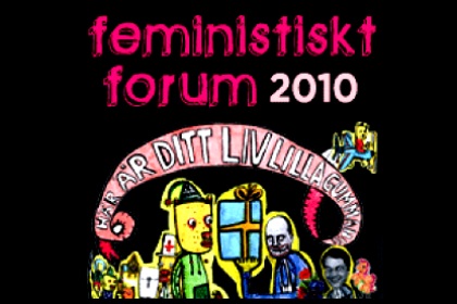 En färgglad banderollom helgens forum.